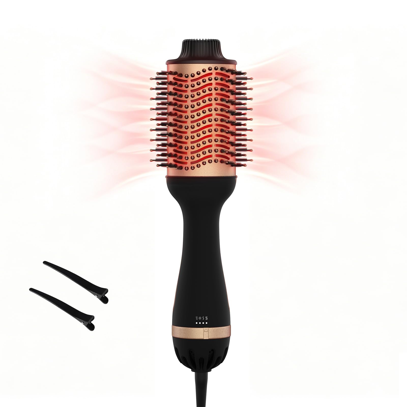 Infrared One Step Hair Dryer Brush, 4 in 1 Blow Dry Styler Hot Air Brush with Ceramic Coating Oval Barrel, 3 Heat Settings, Anti-Frizz Straightener Curler Comb for All Hair Types, 1000W