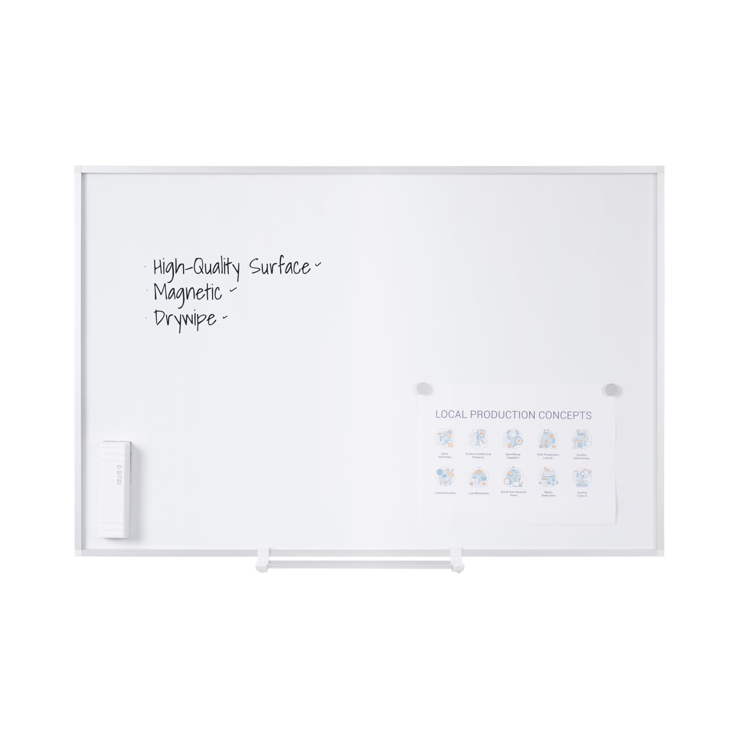 Bi-Office Earth Honesty Magnetic Whiteboard, Lacquered Steel Surface, Natural Aluminium Frame, 1065 x 750 mm