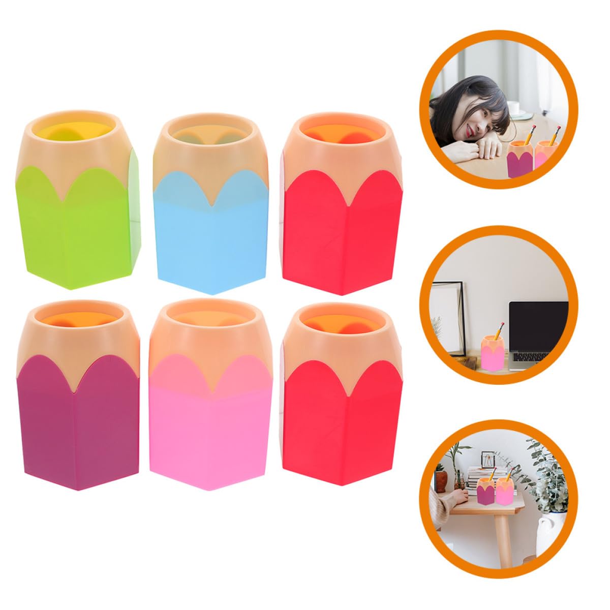 Buntstifthalter 6 Stück Stifttöpfe aus Robustem Material Multifunktionaler Organizer für Make Up Stifte und Bürobedarf Geeignet für Zuhause und Schule Zufälliger Stil
