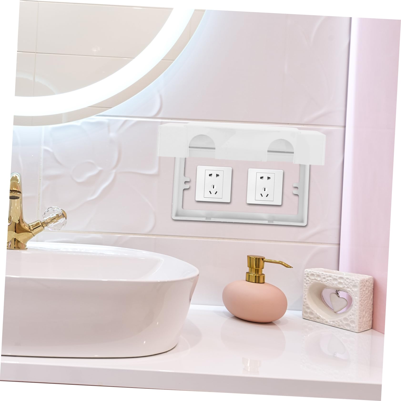 Ciieeo 5 Pièces Cache-prise étanche couvertures de sortie bébé imperméabilisant protection mur sûr sobre étanche de salle de bain protecteur de prise de Plastique blanche