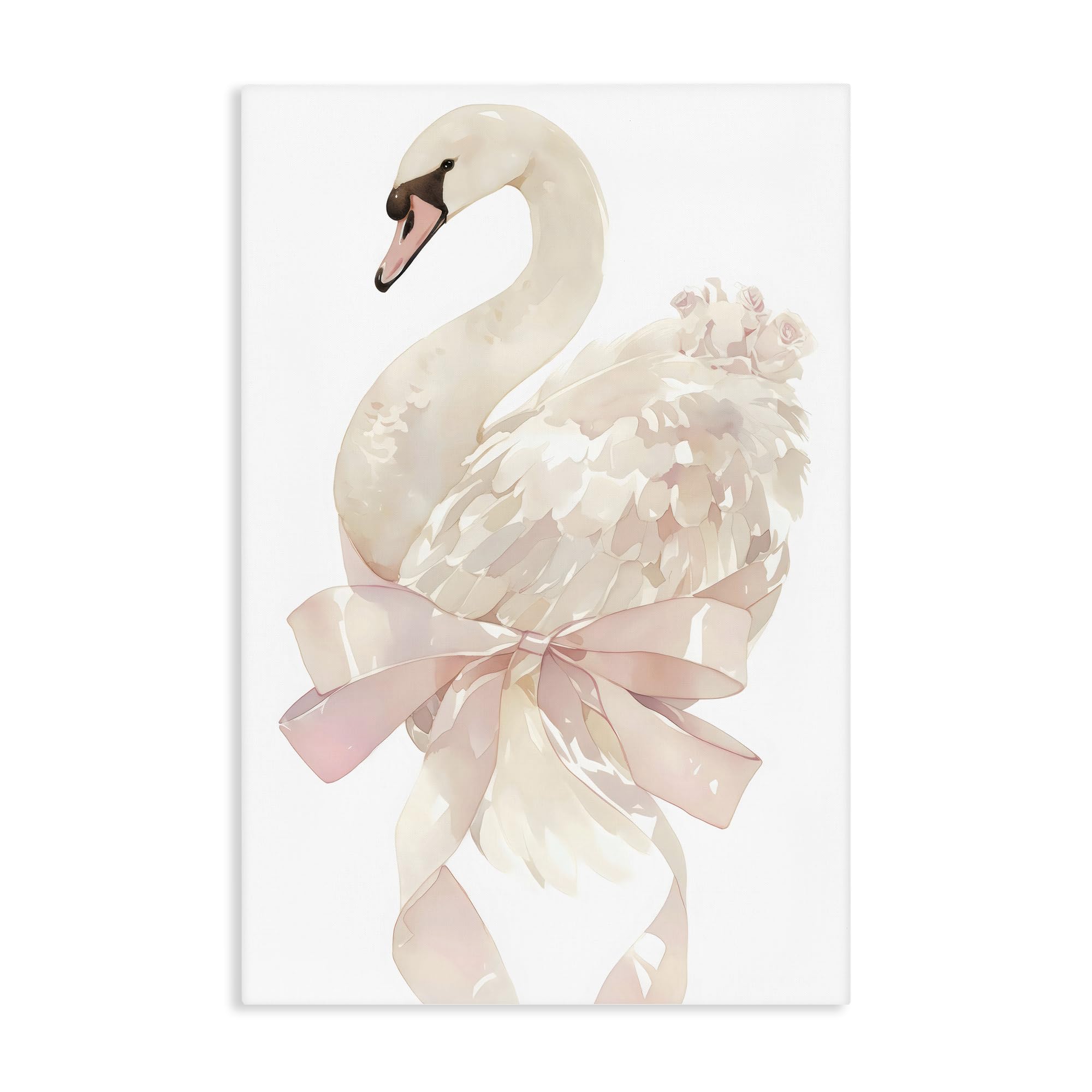 Stupell Industries 'Coquette Swan with Bow', Canvas Art, 24 x 36 Inches, Easy to Hang and Sturdy, Made in USA, by Creative Studio