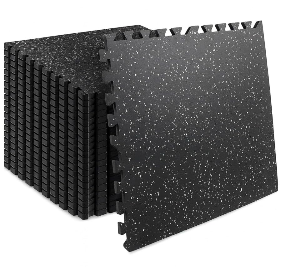 Sakusei - Heavy Duty Interlocking Floor Mat, Rubber Topped EVA Soft Foam Ties, 60 x 60 x 1cm, Perfect for Home Gym, Garage, Playroom (40)