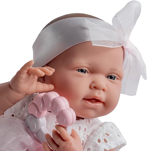 JC TOYS- Muñeca La Newborn recién Nacida de 38 cm es de Vinilo Suave, Ropa de algodón Calado y Accesorios, niña, Rosa, diseñado en España por Berenguer, 2 años - 2