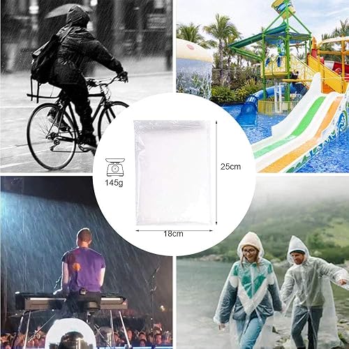 Miniatura 7 de Ponchos de lluvia reutilizables para adultos, 2 piezas impermeables de emergencia para mujeres y hombres con capucha y cordón, abrigos de lluvia