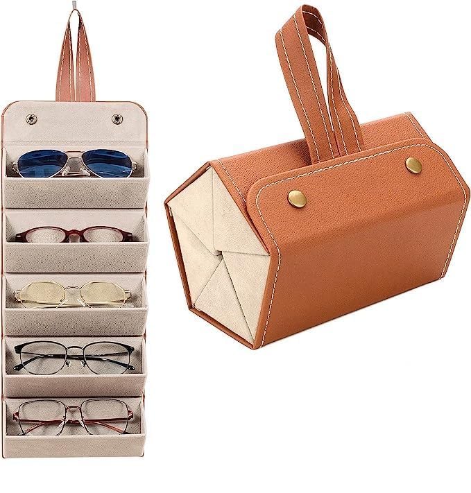 Portable Leather Big Glasses Case,PU Luxury Travel Sunglasses Hard Shell Case for Women Men Eyeglass Case-image-1