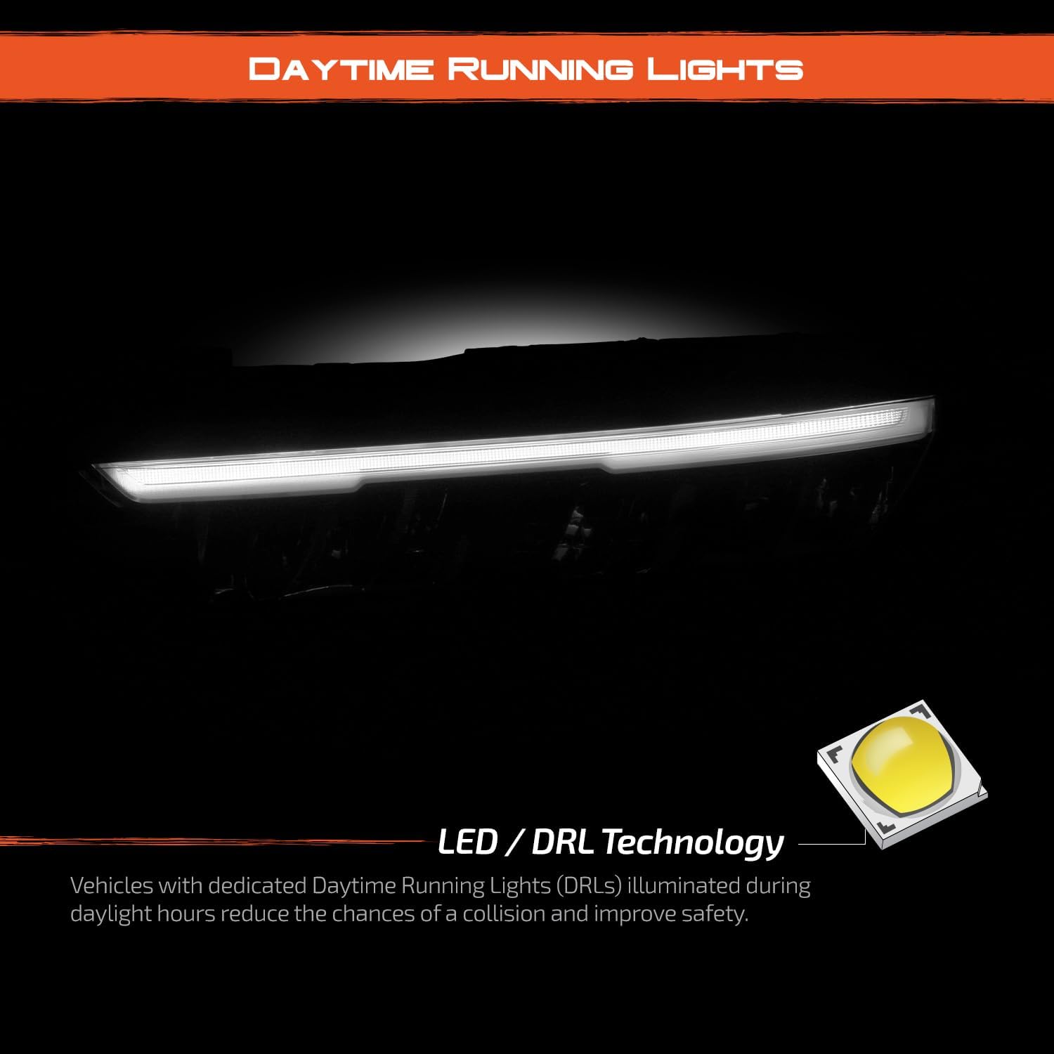 AKKON - Fits 2023-2025 Honda Accord [Full LED Reflect] Black Headlight w/DRL Tube Signal Driver Left Side Replacement
