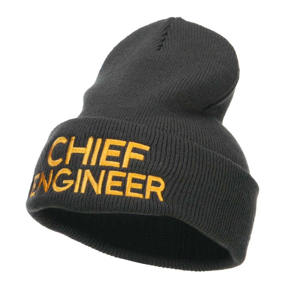 e4Hats.com Chief Engineer Embroidered Long Beanie - Dk Grey OSFM