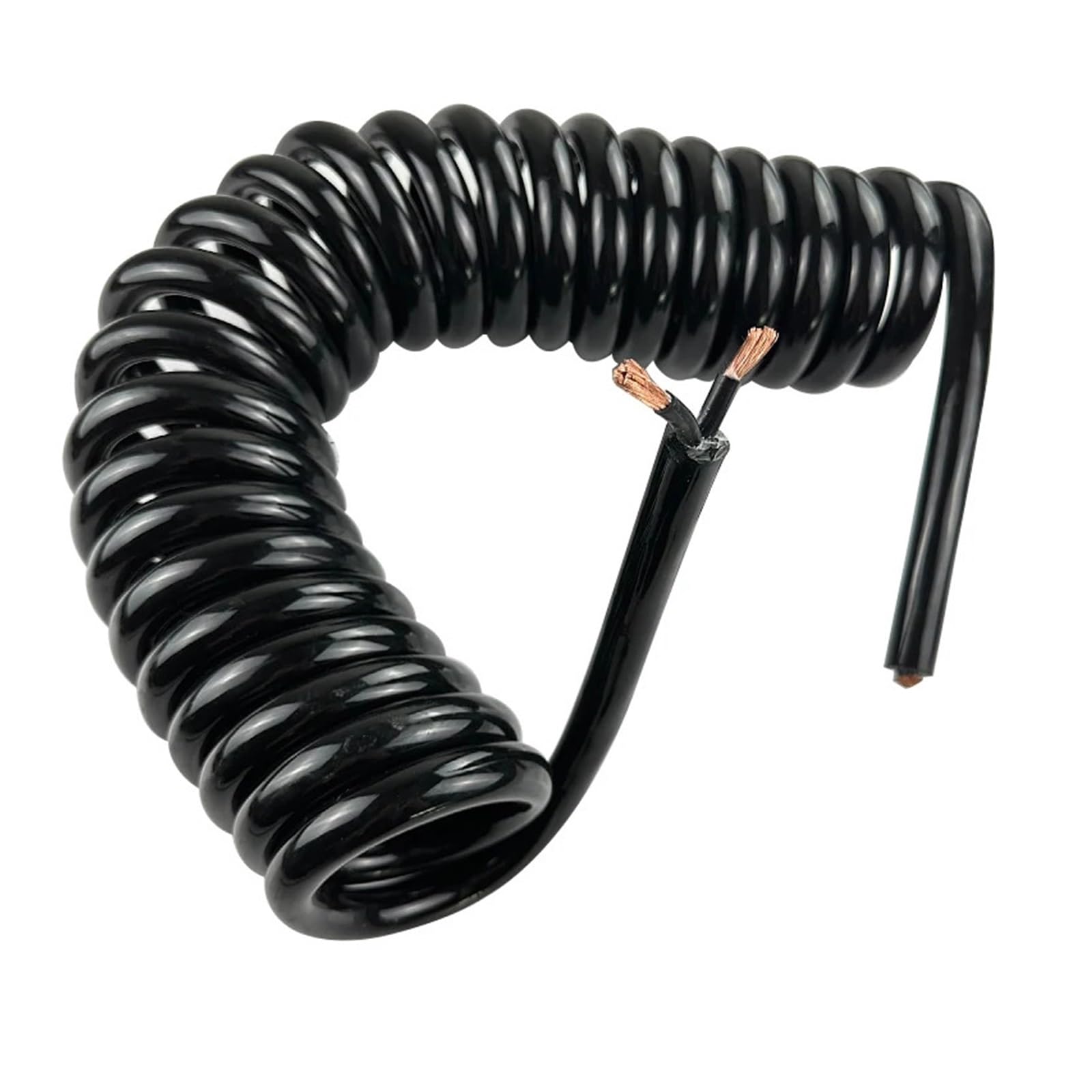 2-aderige zwarte spiraalkabel met veer, telescopisch, 22/20/18/17/15/7AWG, draad van 0,2 mm² tot 10 mm², rekbaar en krimpbaar, 1 tot 5 meter(Stretch 4Meters,2C 18AWG 0.75mm2