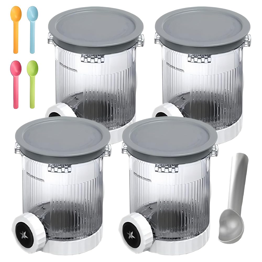 Ninja Swirl Creami pojemniki na lód, z 5 łyżkami, 500 ml, do maszyn do lodów Ninja Creami NC701 i NC700, nie zawiera BPA, nadają się do mycia w zmywarce, do pojemników Ninja Swirl by Creamy