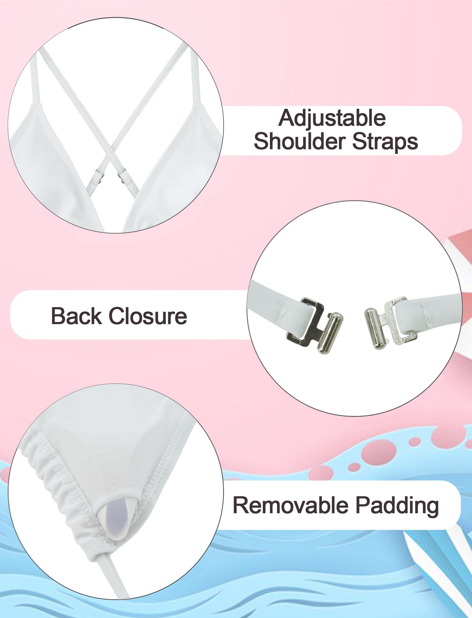 AIEOE Set 3 PCS Bañador con Falda Niñas Bikini con Motivo Floral Traje de Baño Verano para 8-14 Años