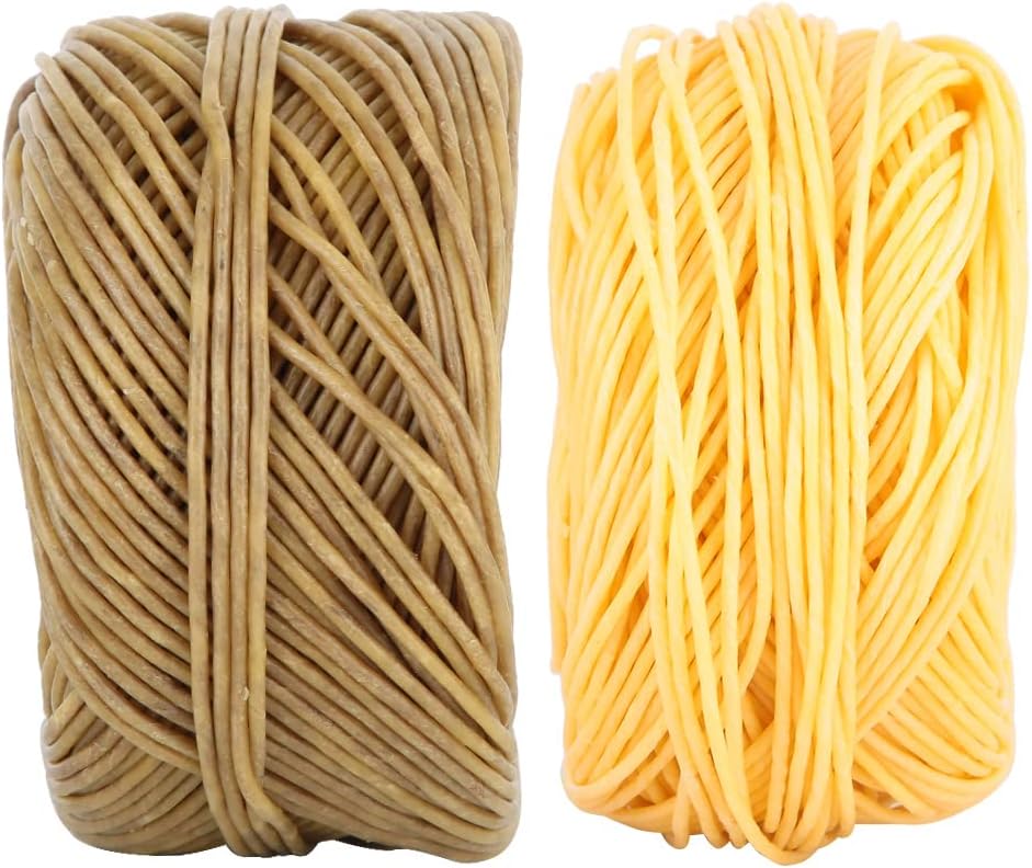 BORDSTRACT Organic Hemp Wick, 2mm Beeswax Coated, 200 Feet, No Drip, for DIY Oil Lamp & Candle Making