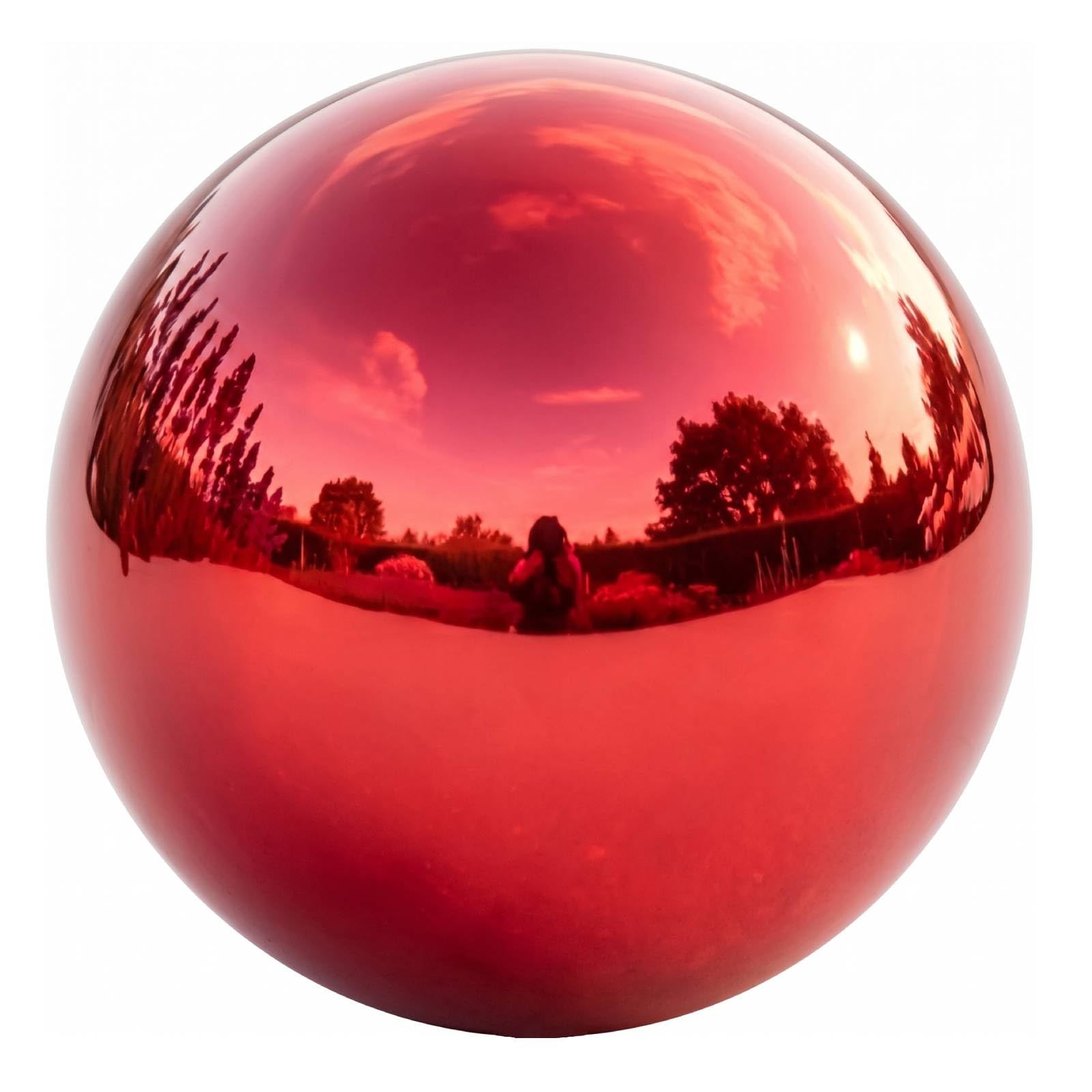 Milisten Bola Reflectante para jardín, Bolas de jardín Rojas, reflexión de jardín, Bola de Mirada roja, Bolas de Acero Inoxidable, pulir, Bola Reflectante de Acero Inoxidable
