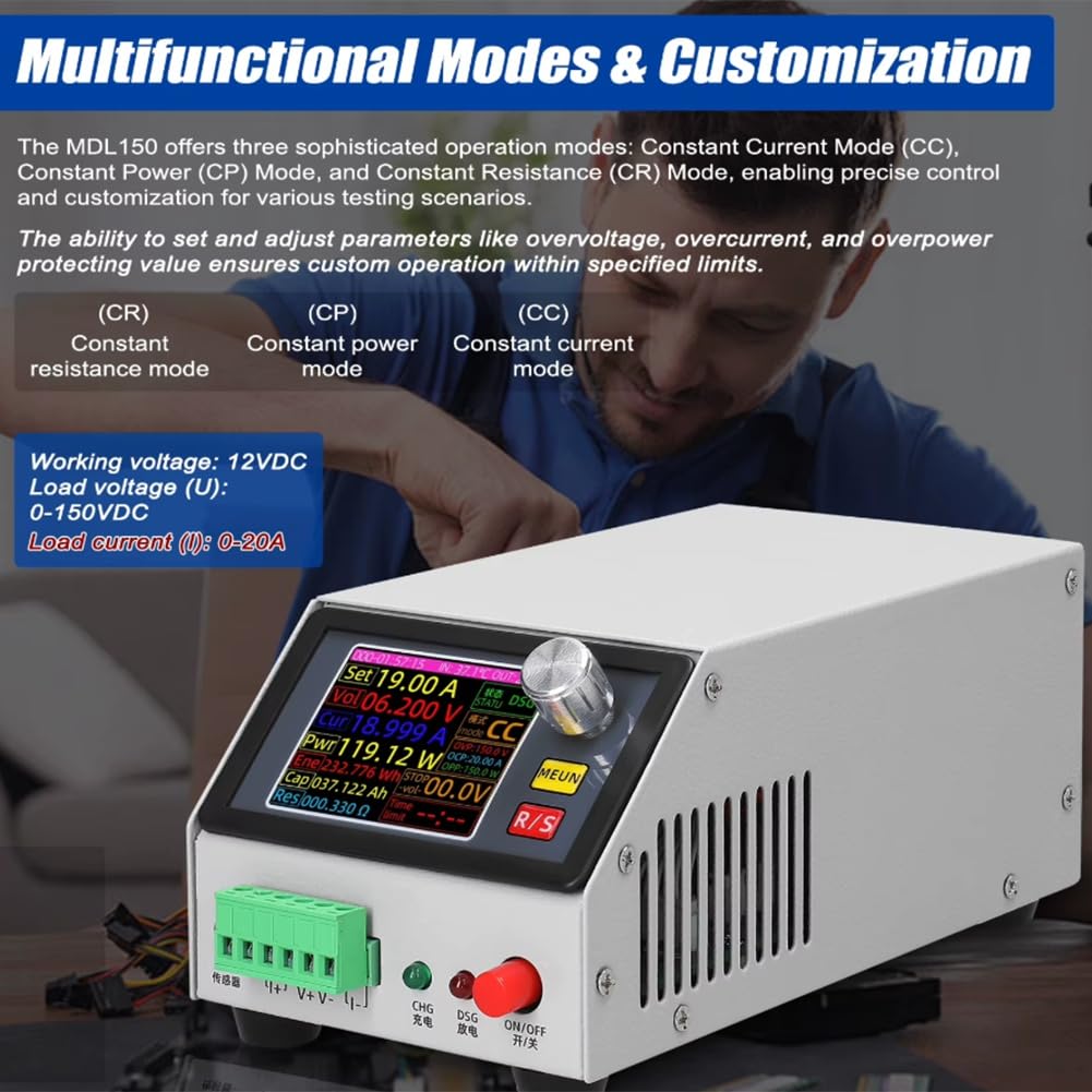 Bamberg MDL150 12 Multifunktions-Elektroniklastunterstützung Konstantstrom-/Leistungs-/Widerstandsmodus mit Datenkalibrierung (EU US)