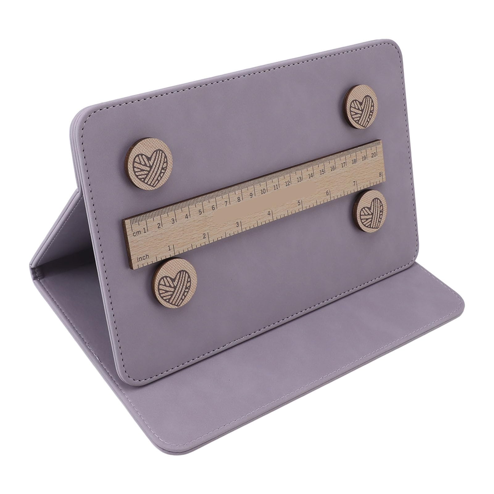 Porta grafico per lavorare a maglia, pieghevole all'uncinetto, strisce magnetiche in gomma su entrambi i lati con dischi circolari e righello, accessori per aghi portatili per uso domestico (viola)