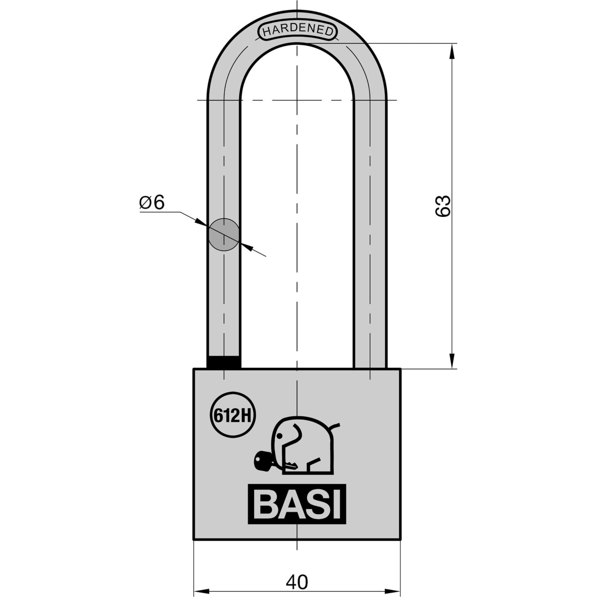 BASI | Vorhangschloss 4er Set | extra hoher Bügel 63 mm | Wasserstopp | gleichschließend | massives Messing-Gehäuse | gehärteter Stahlbügel | sicheres Vorhängeschloss | 4 Stück