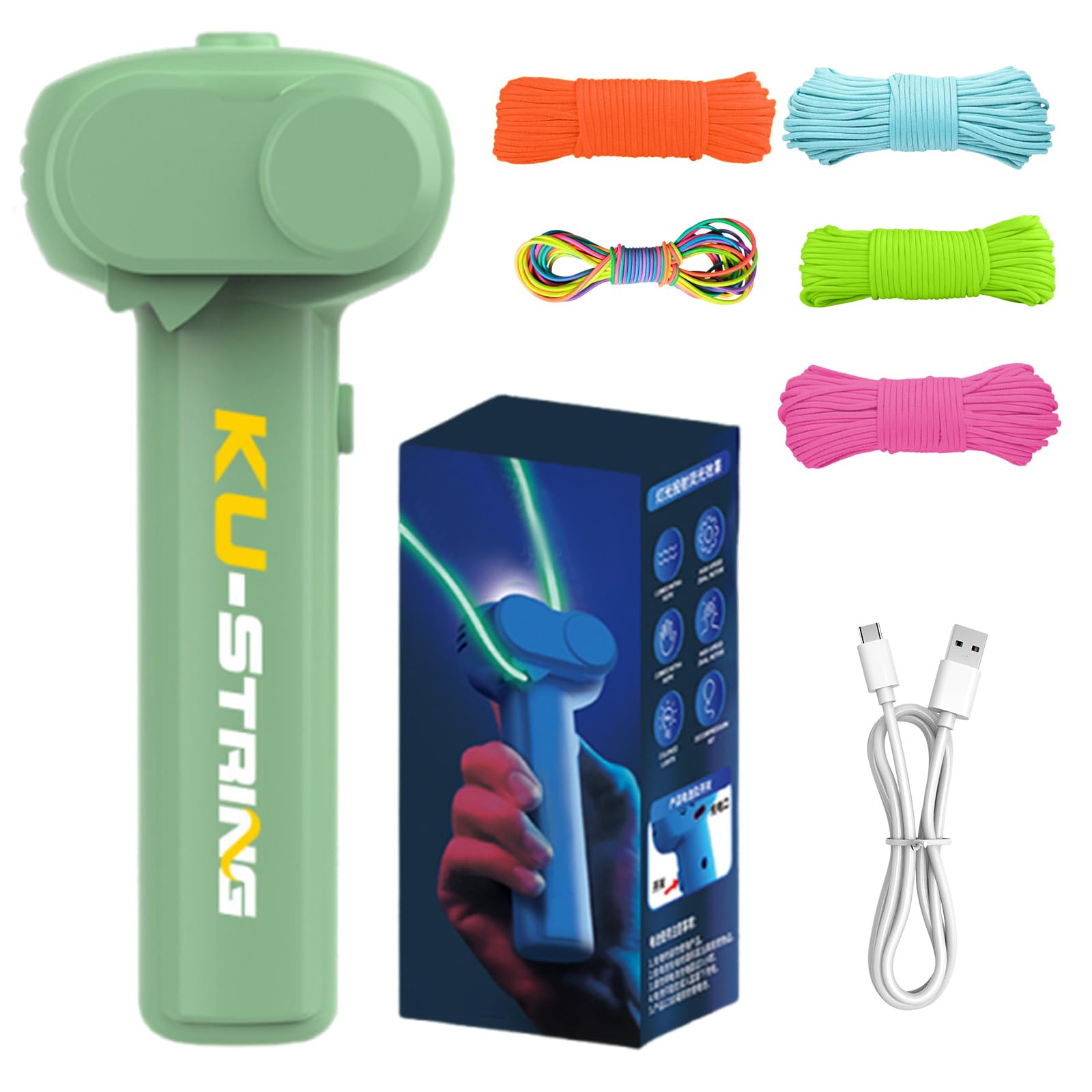Electric String Rope Launcher Toy with 5 Fluorescent Ropes Fidget String Launcher Toys for Kids Cool Lasso Loop Stuff for Boys Cool String Launcher Toy