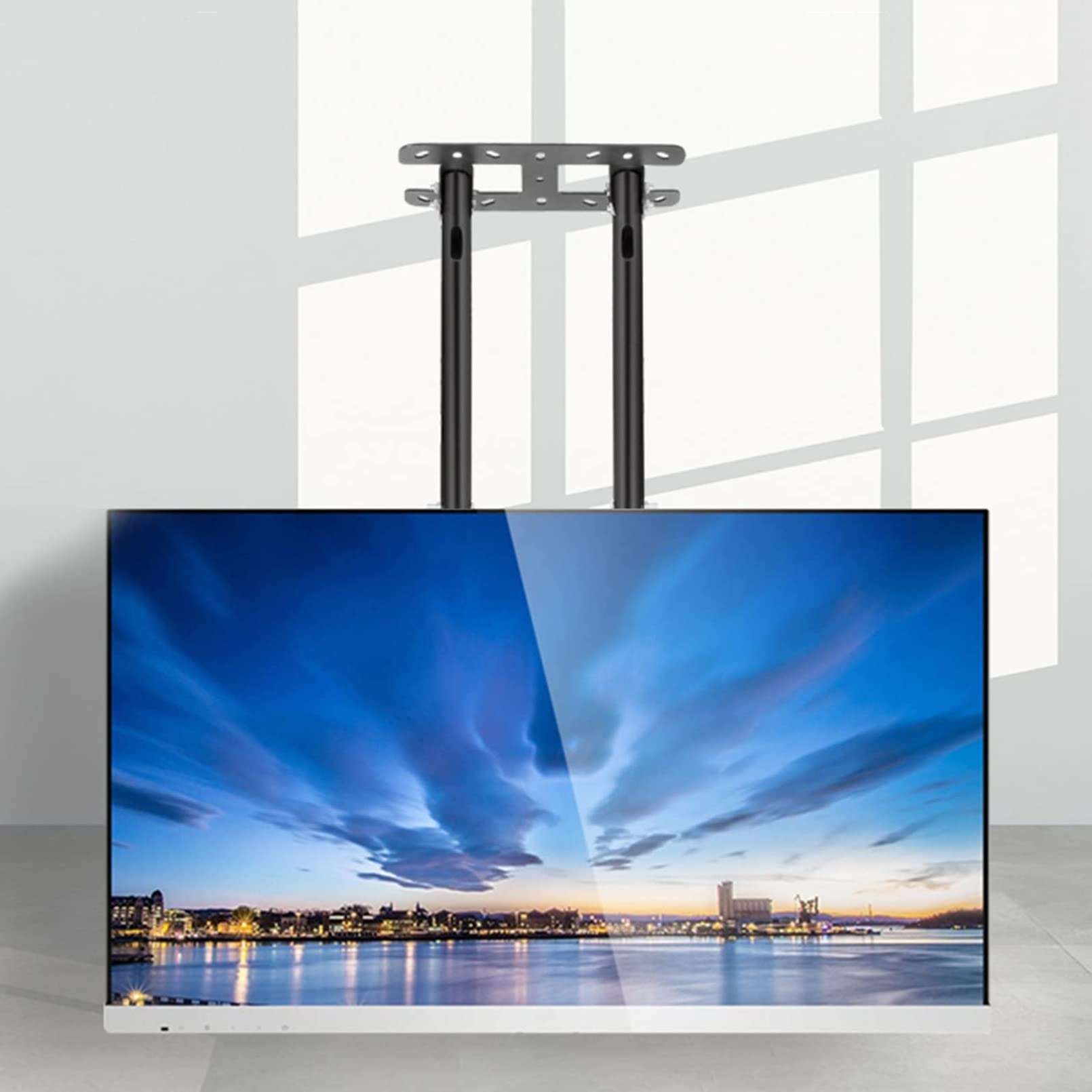 HPTHLY Tv Stand Bracket - Ceiling Tv Mount Bracket Adjustable Tilt Tv Ceiling Mount Fits 60-100 Inch Cd Flat Screen And Curved Tvs With Loading 100Kg/220 Lbs,Black