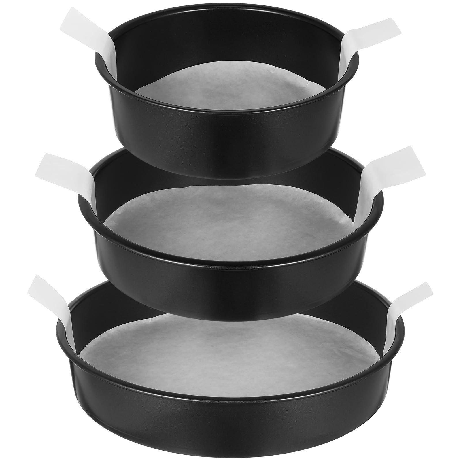 Operitacx 3 Piezas Molde para Hornear Redondo de 6, 8 y 10 Pulgadas, Negro