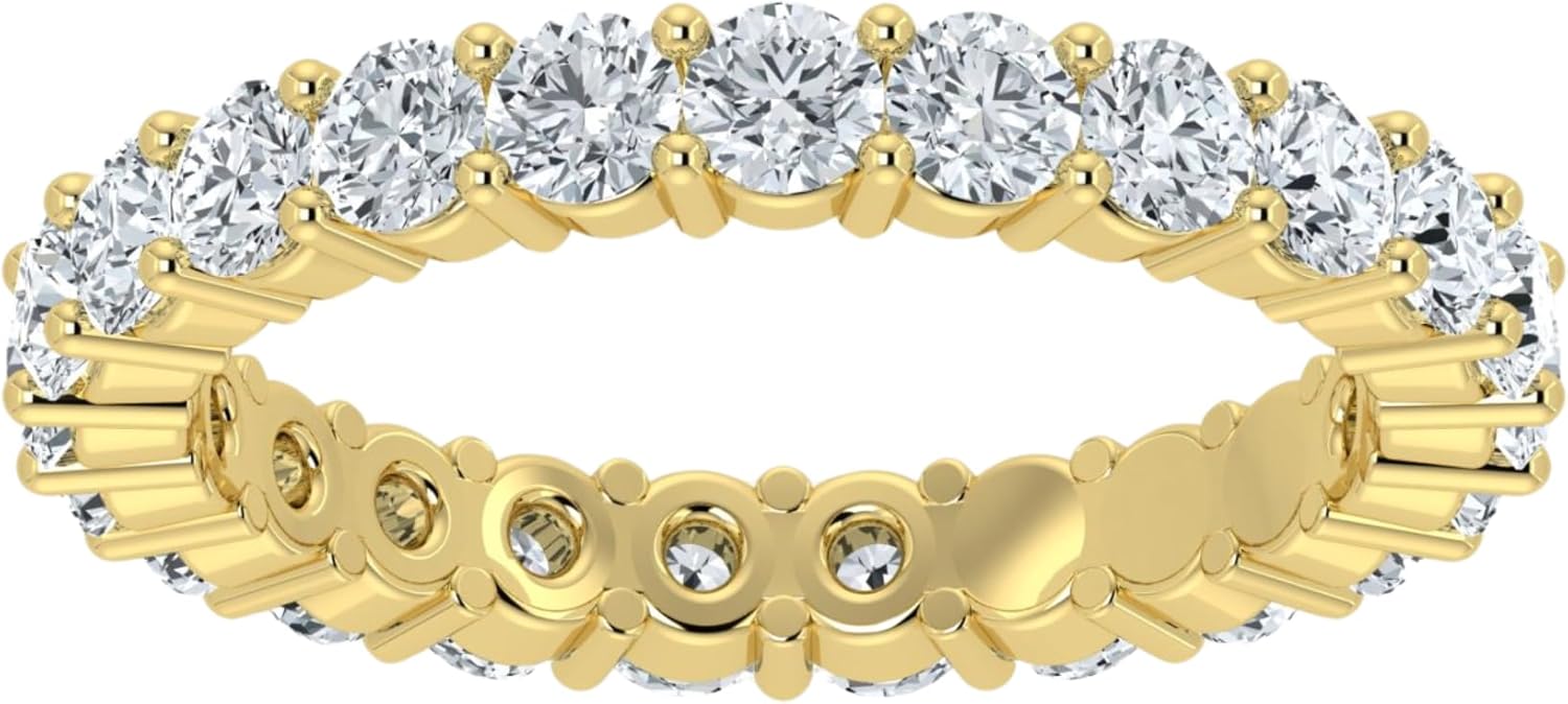 IGI Certified 1.00-2.00 Carat Lab Grown Diamond Eternity Band Ring for Women 14K Yellow & White Gold Jewelry Gift Box Packaging (E-F Color, VS1-VS2 Eye Clean Clarity)