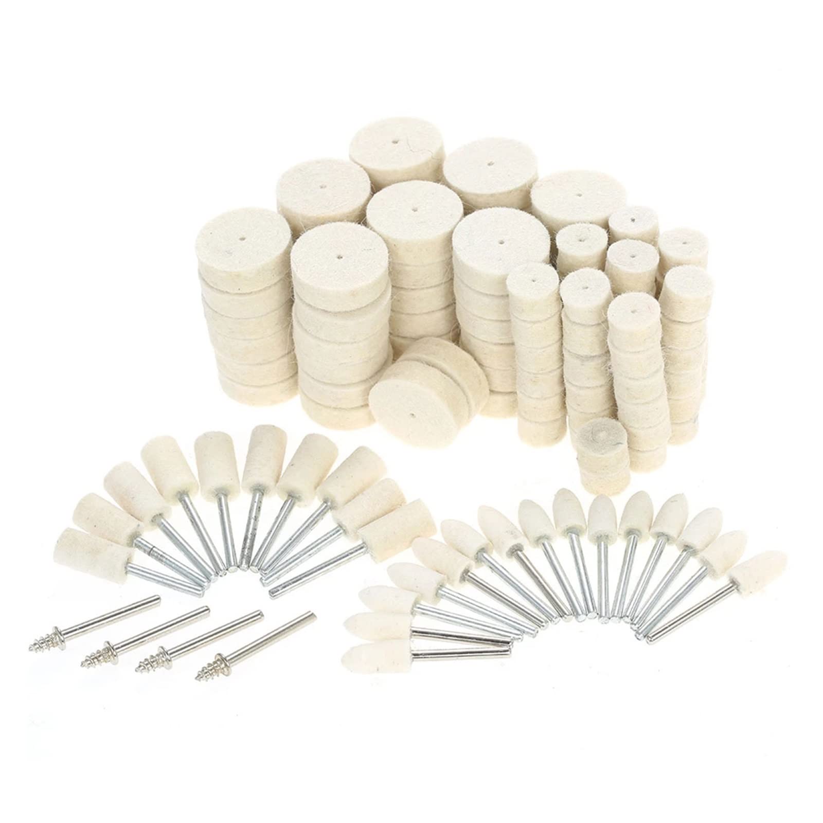 145Pcs Lana Feltro Montato Lucidatura Ruota di Lucidatura OD 3-20mm Testa Abrasiva for Trapano Utensile Rotante 3mm Gambo Go (Color : 132pcs)