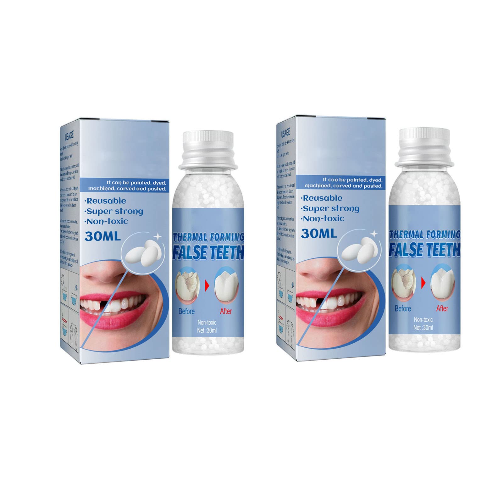 フィッティングビーズ 歯 熱に強いハード 義歯用DIY固形ソフトセット コスチューム用小物 安全・強い 入れ歯一時的な完璧な笑顔の歯 男女兼用 簡単装着バンパイア義歯,60g