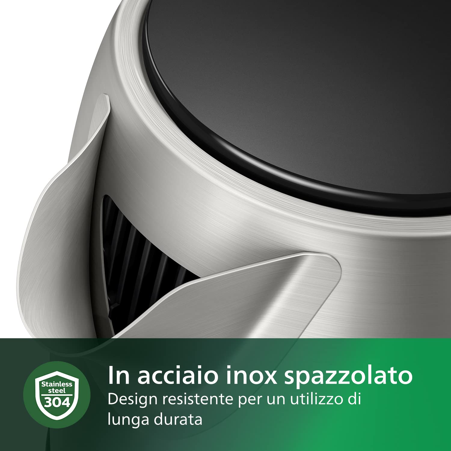 Philips Daily Collection Bollitore Elettrico in Metallo – Acciaio Inox per Uso Alimentare, Resistenza Piatta a Bollitura Rapida, Filtro Anticalcare, Coperchio a Molla, 1,7L, Spia Luminosa (HD9350/90)