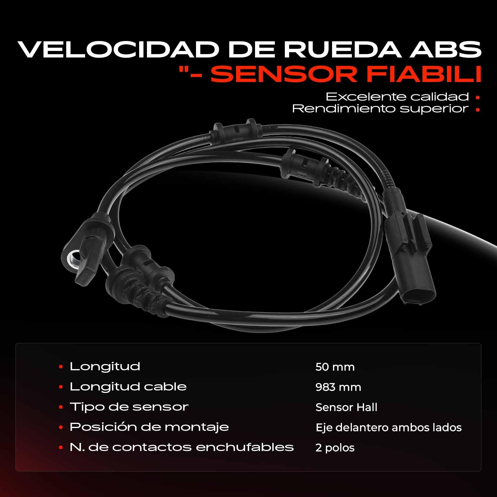 Frankberg Sensor de velocidad de ruedas Sensor ABS 2 Polos Compatible con Clase B W242 W246 GLClase A X156 Clase A W176 CLA Shooting Brake X117 CLA Coupé C117 Replace# A2465402510