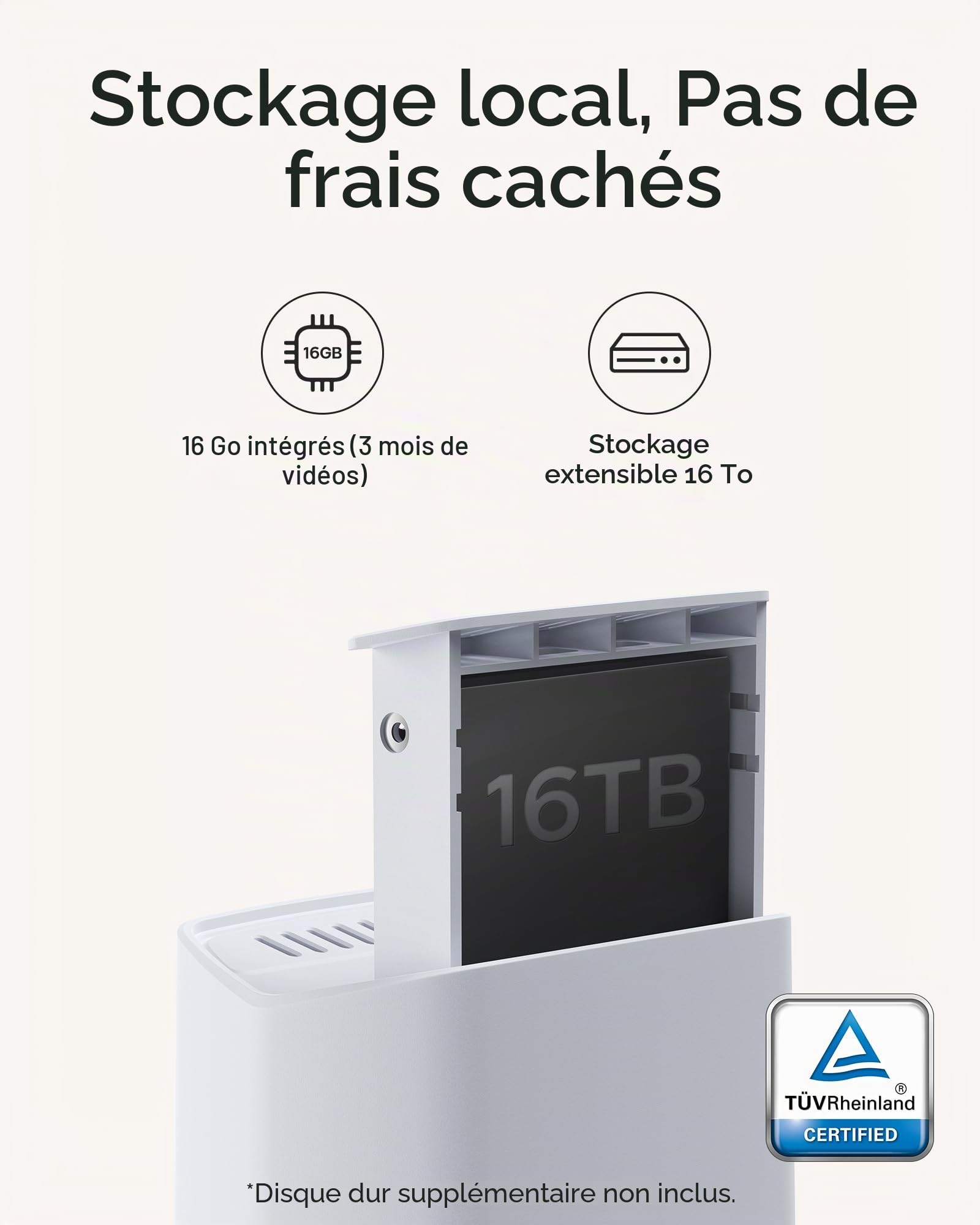 Baseus Caméra de sécurité extérieure sans Fil avec clarté 2K, sans Frais mensuels, Stockage Local Extensible de 16 to, autonomie de la Batterie de 210 Jours, projecteur et Alarme, Fonctionne avec