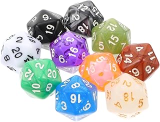 Toyvian 10 Pçs Dados De 20 Lados Brinquedos De Mesa Role Playing Dados Molde De Resina Prop Dados De Plástico Dados De Rpg Dados De Plástico Brinquedo De Dados Adereços De Jogo De