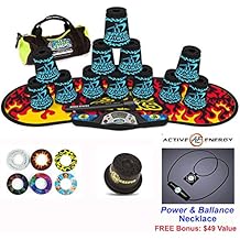 Speed Stacks Combo Set The Works 12 Black Tatoo 4" Cups, Black Flame Gen 3 Mat, G4 Pro Timer, Cup Keeper, Stem, Gear Bag + Active Energy Necklace