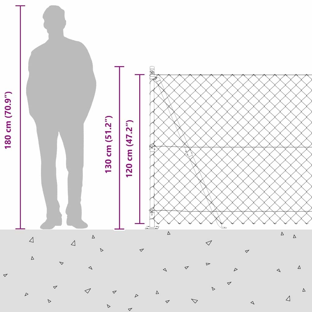 Zielone ogrodzenie ogniwowe łańcucha ze słupkami, 1,2 x 10 m, wytrzymała stal, odporna na warunki atmosferyczne, ochrona przed korozją, do ogrodu, na taras