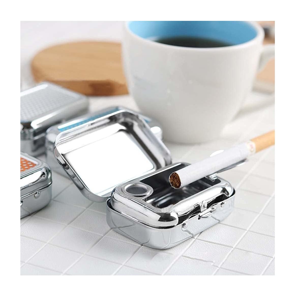 Mini Stainless Steel Ashtray with Lid -2