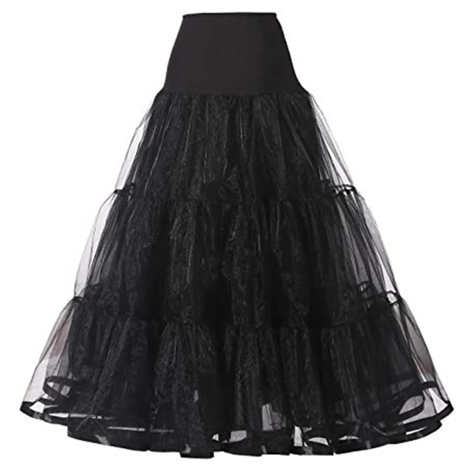 Jupon sous Robe Femme Jupon à Volants de 98 cm de Long, Crinoline, Vintage, for Robe de mariée, sous-Jupe, Tutu, balançoire, avec Bordure en Ruban