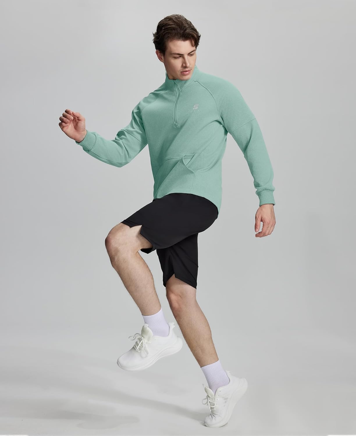 Susclude Mens Quarter Zip Pullover Long Sleeve Workout Stylish Sweatshirt Quick Dry Moisture Wicking Gym Running Tops - Image 5