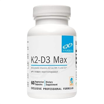 XYMOGEN K2-D3 Max - Vitamin D3 K2 Supplement for Bone & Immune Support* - High-Strength K2 MK-7 - Non-GMO, Gluten-Free, Vegetarian - 60 Capsules