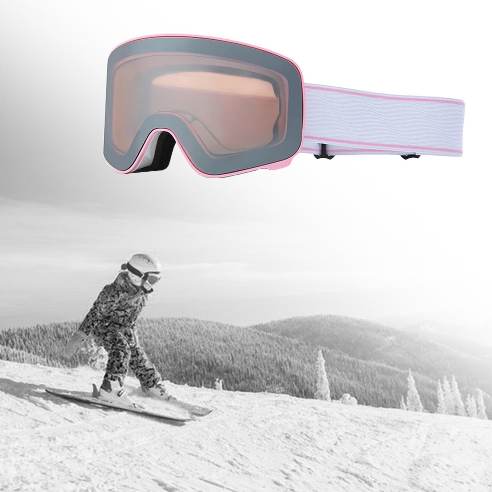 Lunettes de Ski Protection Masque Neige Anti-buée pour Motoneige et Vélo Grande Lentille Design Ergonomique Matières Résistantes Adaptées
