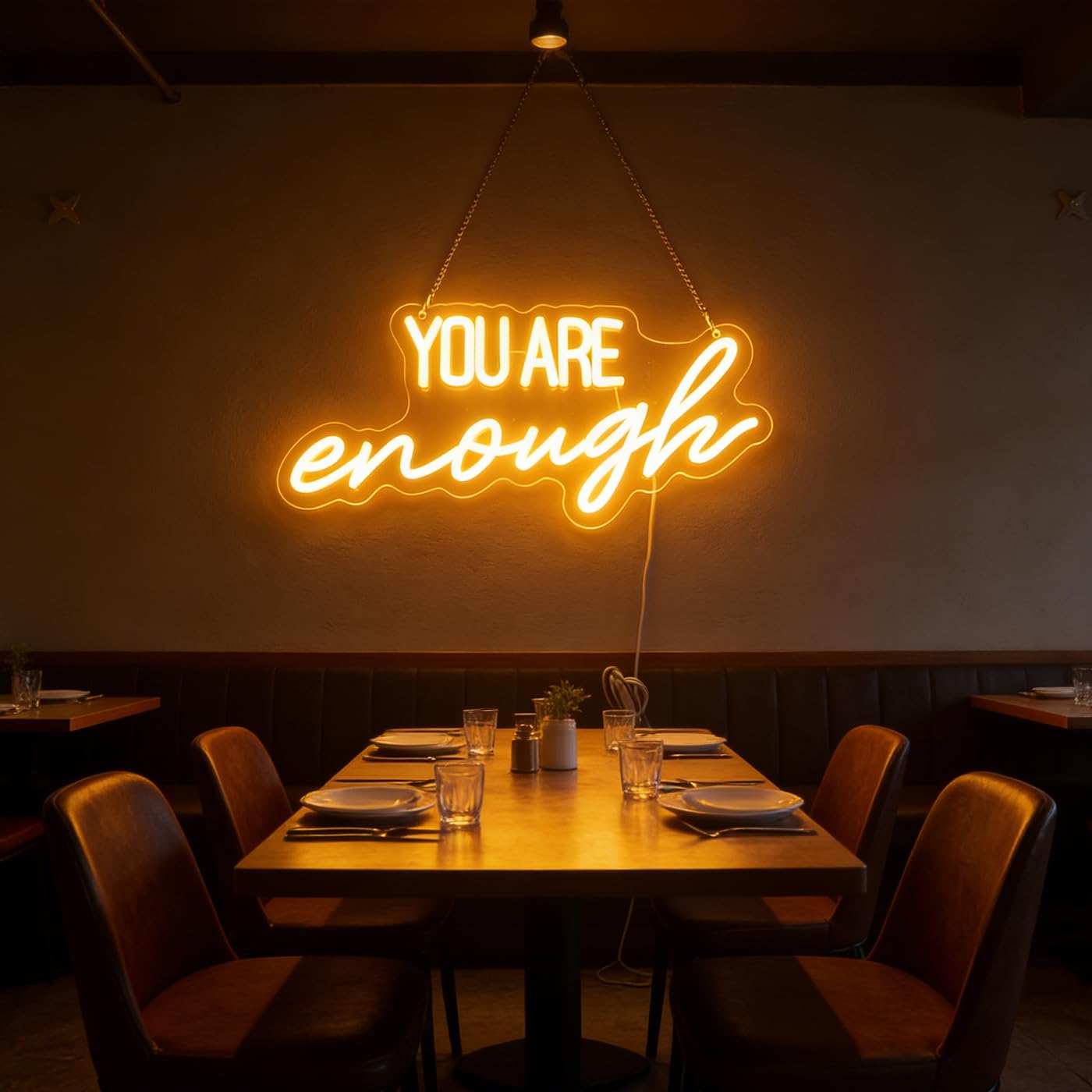 You Are Enough - Insegna al neon con parola/lettere, alimentata tramite USB, con interruttore dimmer, luci al neon per stanza, casa, bar, decorazione da parete per feste, finestre, soggiorno,