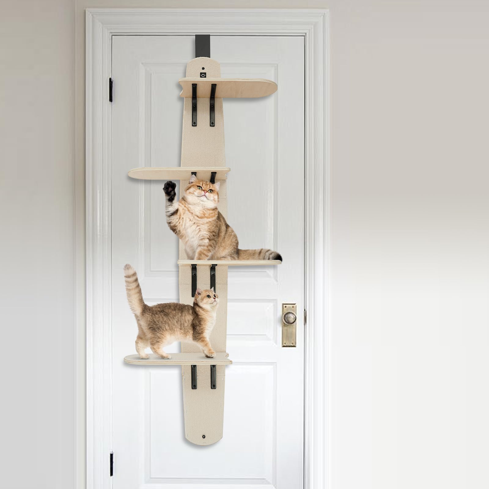 Tiragraffi per porta a 4 piani con tiragraffi di attività per la casa, per gatti e gatti, con cuscino fino a 20 kg, per porte da 40 – 45 mm, salvaspazio
