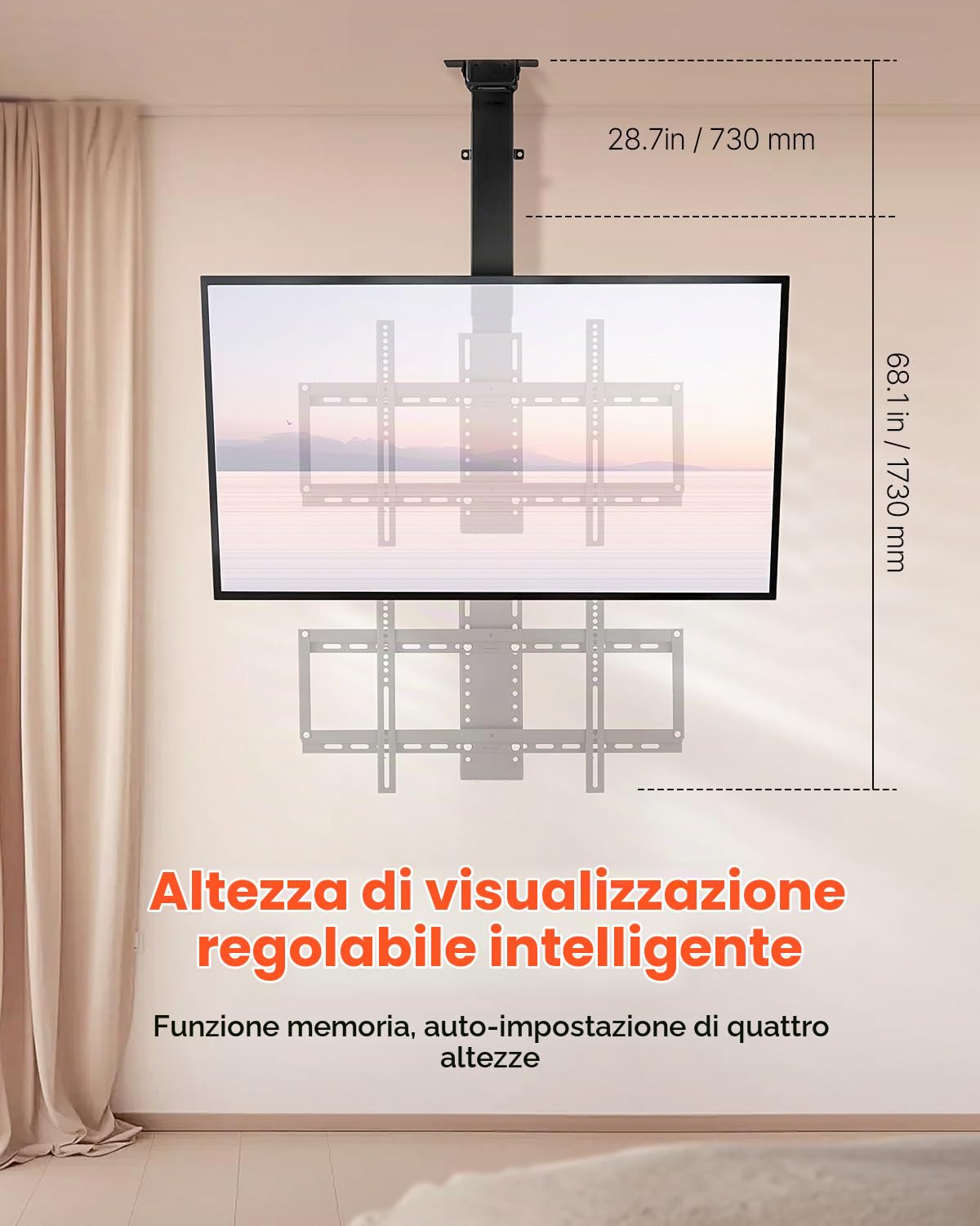 VEVOR Supporto per TV da Parete Motorizzato, Telaio Supporto per TV Dimensioni da 813 a 1397 mm, Telaio Porta Televisione Pieghevole Regolabile con VESA Massimo 60 x 40 cm, Carico max. 54kg