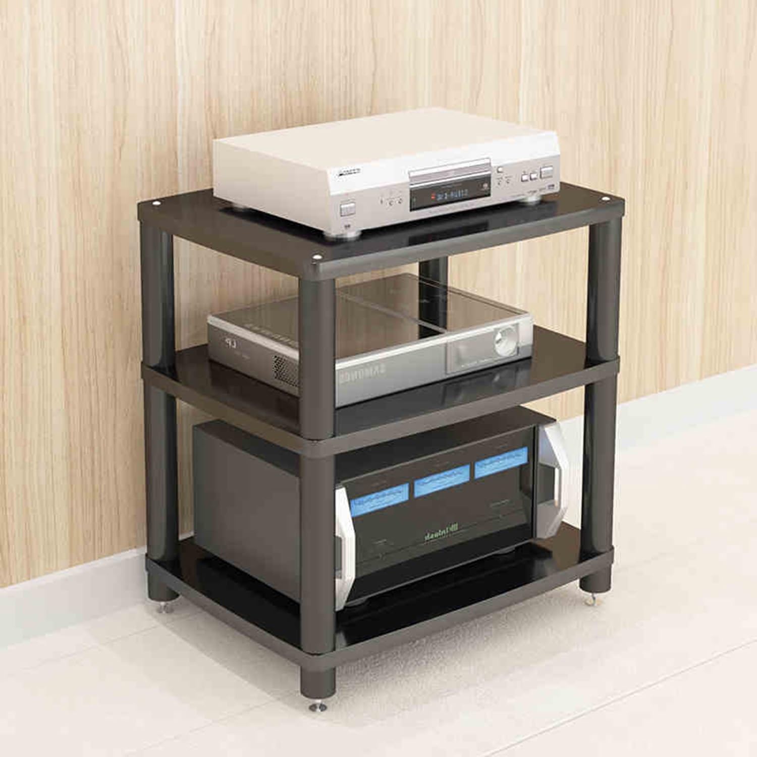 Wieża multimedialna Audio Szafka Stojak Audio Stereo Wieża Stojak na gramofon Nowoczesny Mid-Century Entertainment Storage Stereo Komponent Do Salonu G