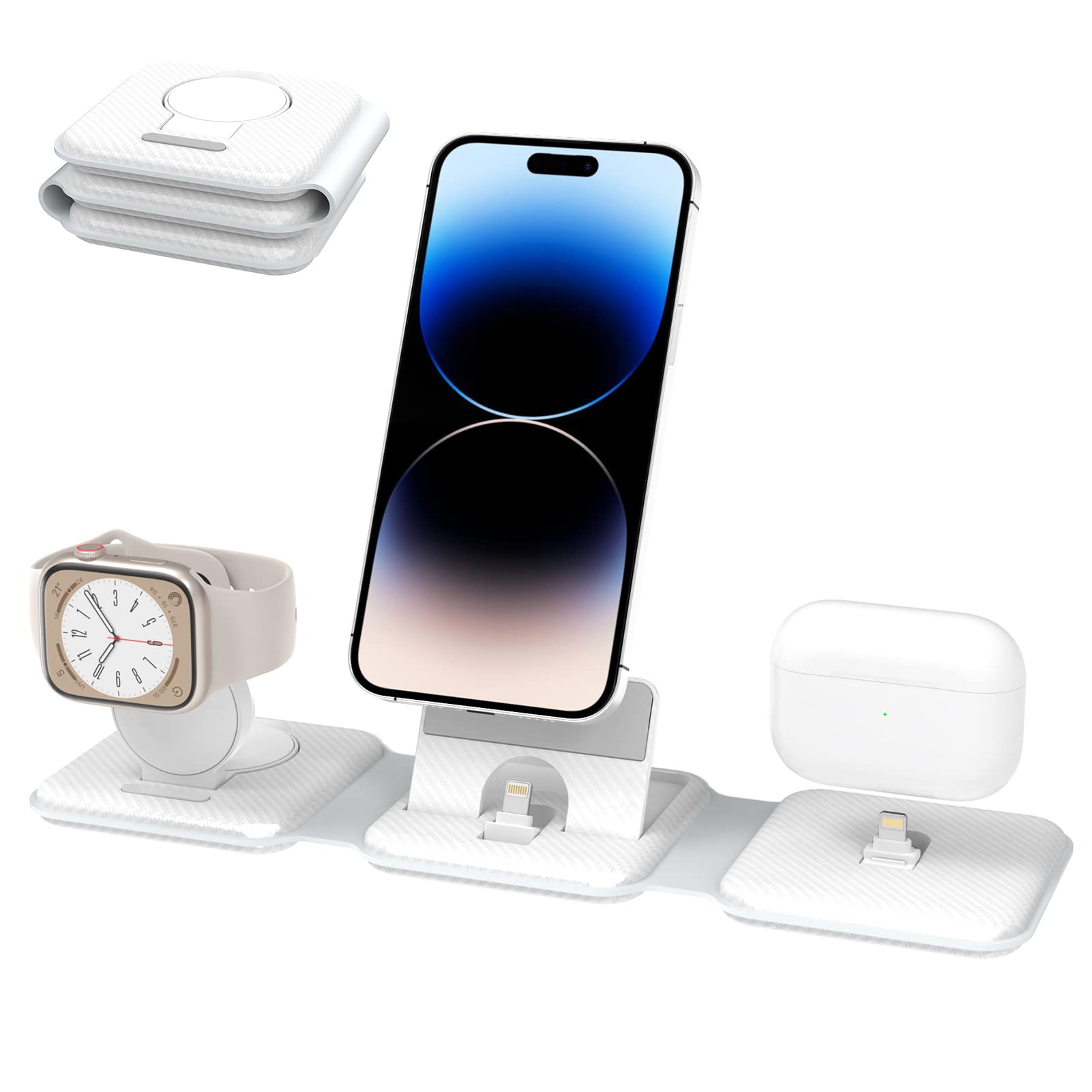SPGUARDFoldable Travel Charger,3 in 1 Charger Foldable Charging Station Compatible with iPhone /14/13/12/11Series,iWatch Ultra 10/9/8/7/6/5/4/3/2,AirPods 3/2/pro 3/pro 2