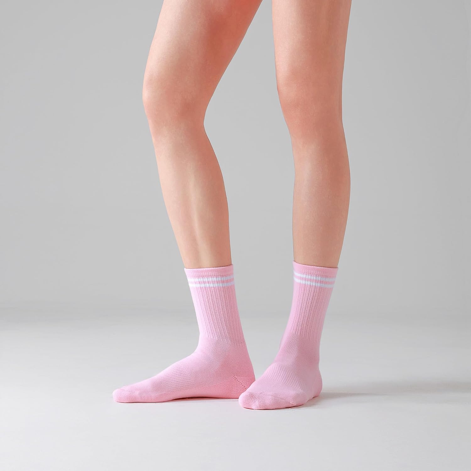 Striped Crew Socks for Women Cotton Casual Athletic Cushioned Running Ankle Socks 4 Pairs - Image 2