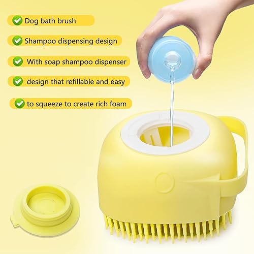 Miniatura 4 de Cepillo de baño para perros y gatos, con dispensador de jabón y champú, cepillo de aseo para perros, cepillo de masaje, cerdas de goma de silicona