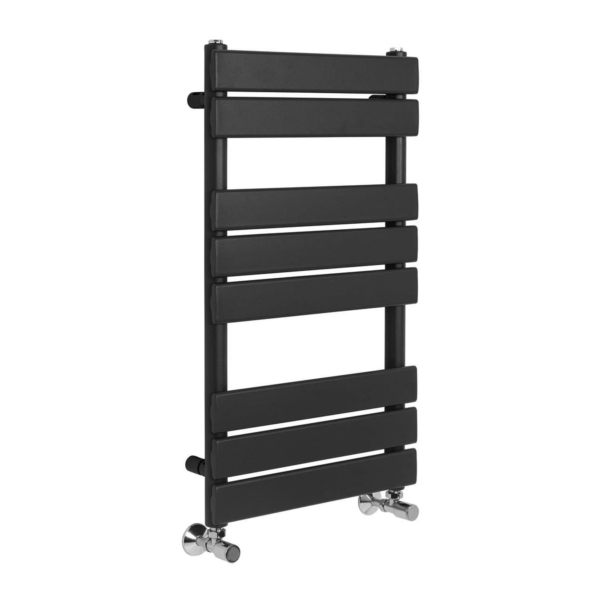 (Black, 500Mm W X 800Mm H) Richmond Heated Towel Rail Black / Brushed Brass Flat Panel Bathroom Towel Radiator 615625586183