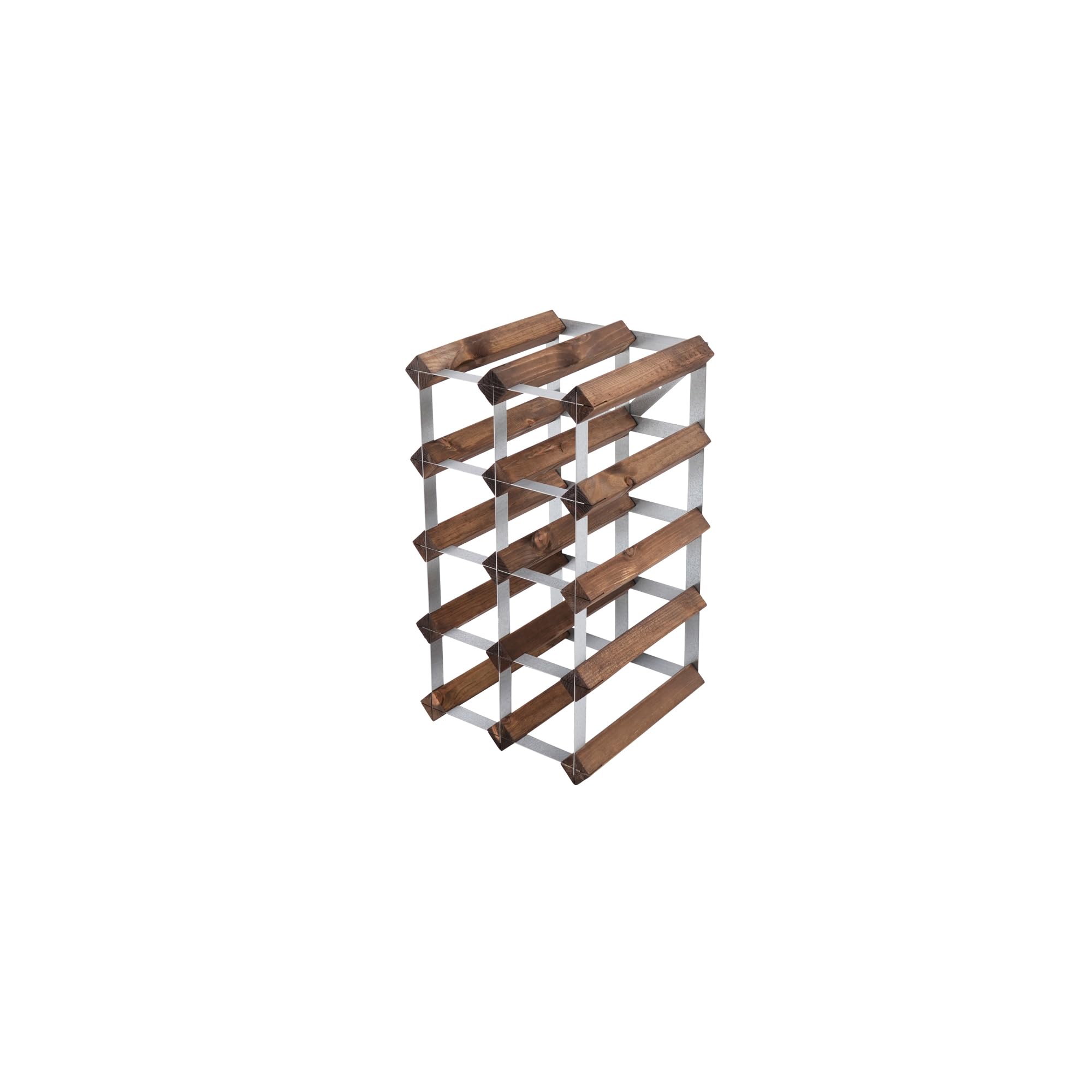 Portabottiglie per 12 bottiglie. Legno scuro, consegnato assemblato