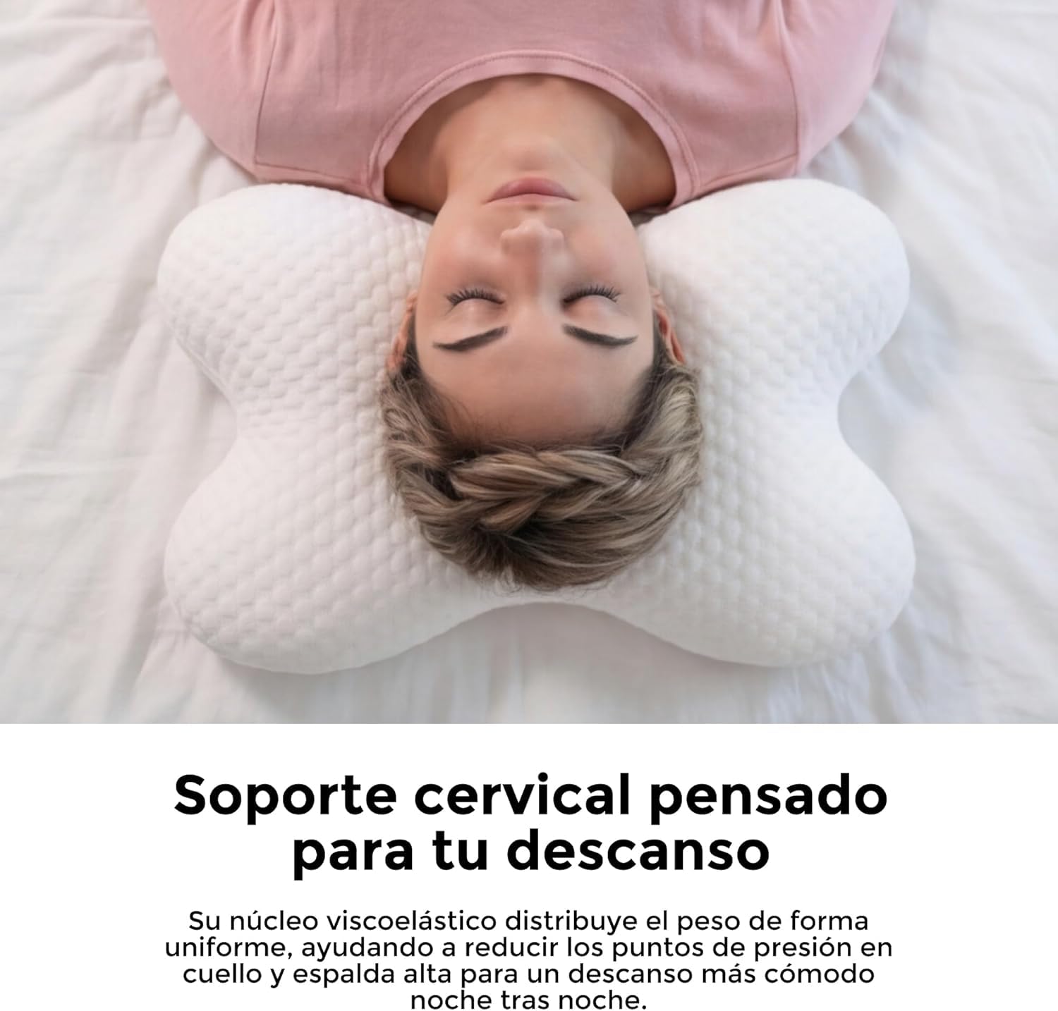 Almohada Cervical ergonómica Mariposa | para Dormir de Lado y en posición fetal | 4 Posiciones para Dormir Almohada|Espuma visco