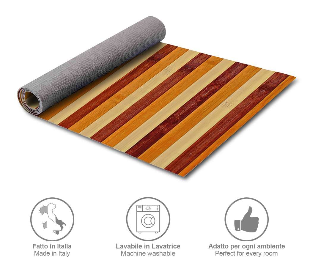 HomeLife Tappeto Cucina Antiscivolo Lavabile 50X240 Made in Italy | Passatoia Antimacchia in PVC Interni e Esterni Stampa Bamboo Degrade Naturale | Tappeti Runner Lungo in Gomma [240 cm]