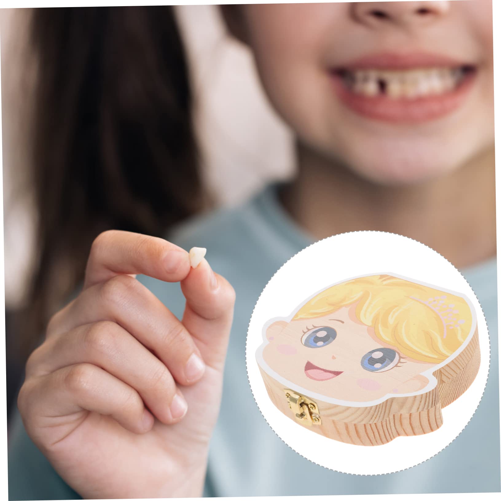 SOLUSTRE Tooth Box Cartoon First Tooth Storage Case for Newborns Wooden Keepsake Organizer for Teeth Compact and Lightweight for Easy Carrying