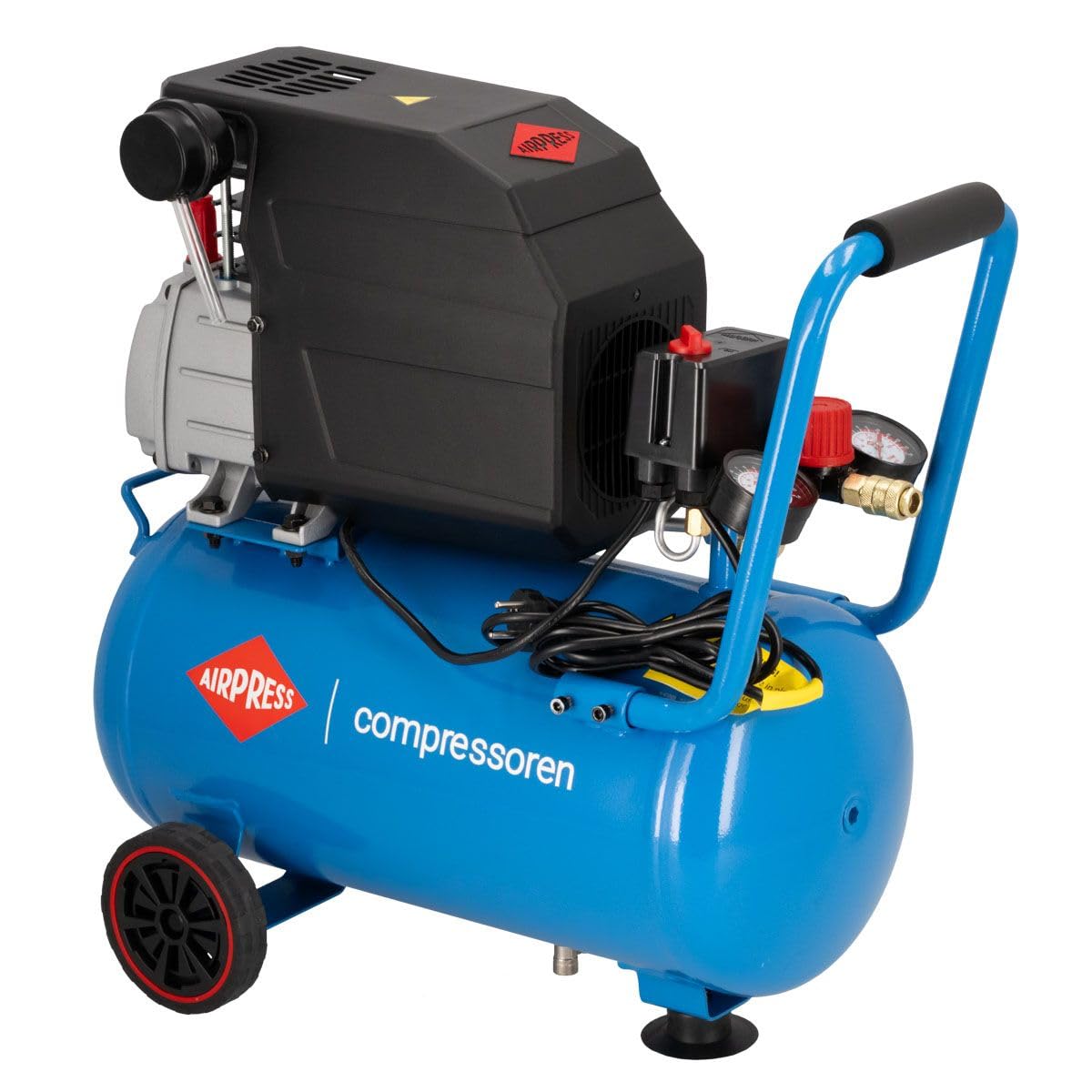 AIRPRESS - Compresor HL 260-25 8 bar 2 CV/1.5 kW 206 l/min 24 l - Compresor aire con ruedas - Compresor de aire 24 litros para usuarios doméstico, talleres y aficionados.