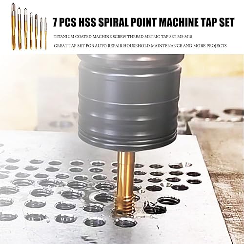 Miniatura 6 de 7 piezas HSS6542 punta espiral de titanio recubierto de titanio máquina de rosca métrica juego de taladro y grifo herramienta de roscas M2 M2.5 M3